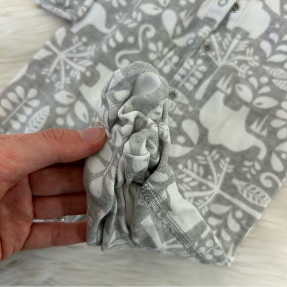 Hanna Andersson Baby Grey Elephant Print Snap Button Sleeper Size 3-6 Months - Picture 6 of 10